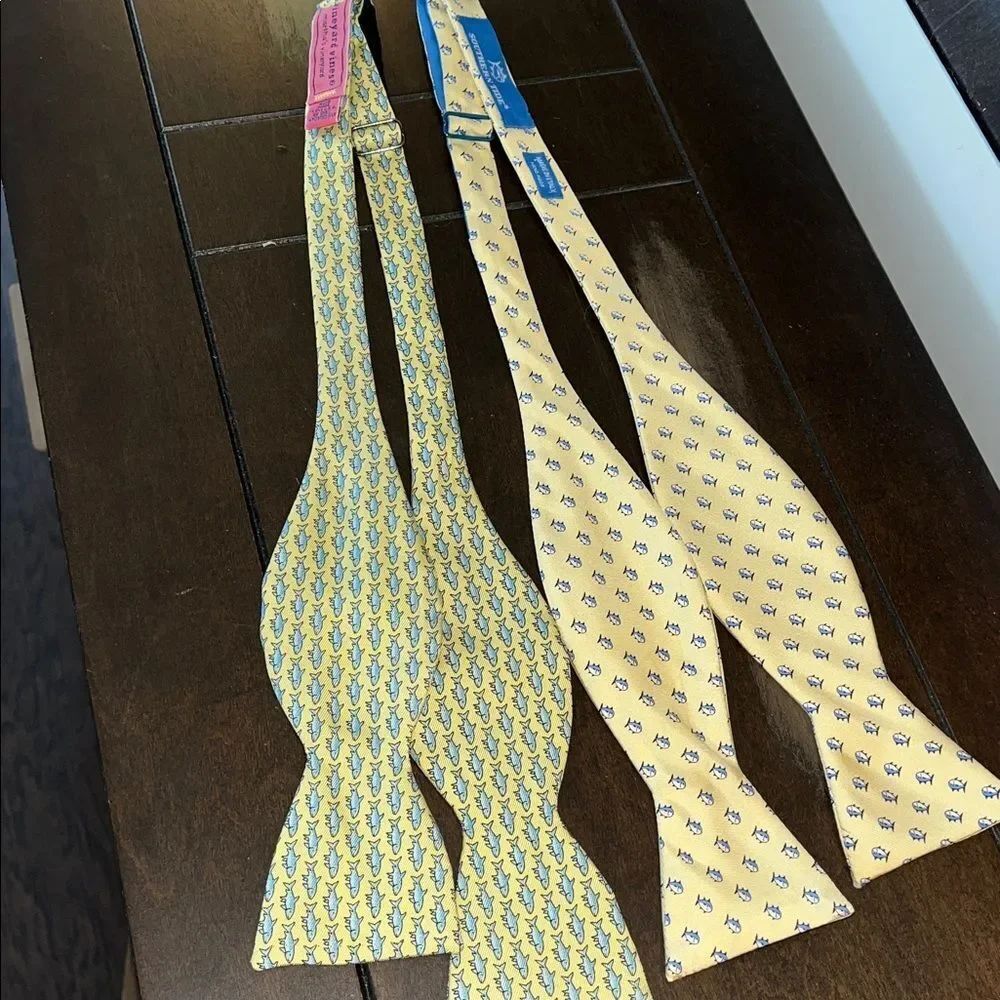 2-Tuna & Shark Print Silk bowtie bow ties Southern Tide Skipjack Vineyard Vines